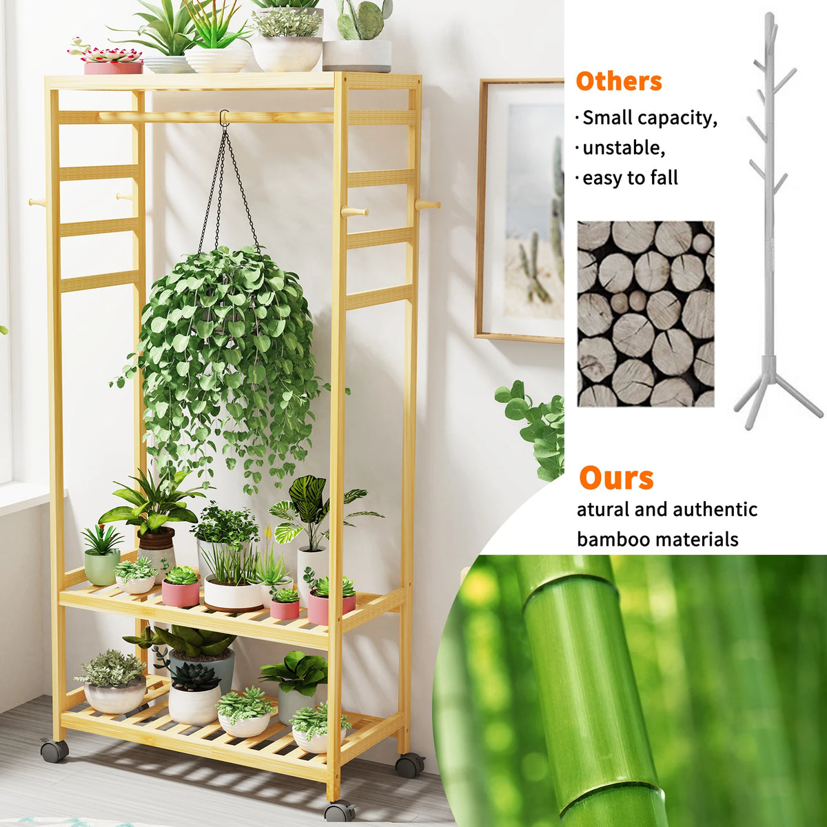 Heavy Duty Wooden Clothes Rack