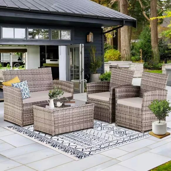 Patio Furniture Set with Cushions, Chairs