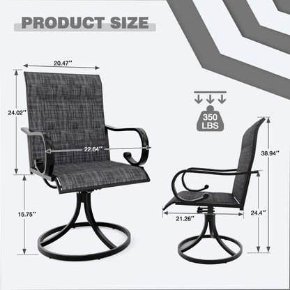 High Back Textilene Swivel Chair Set 2