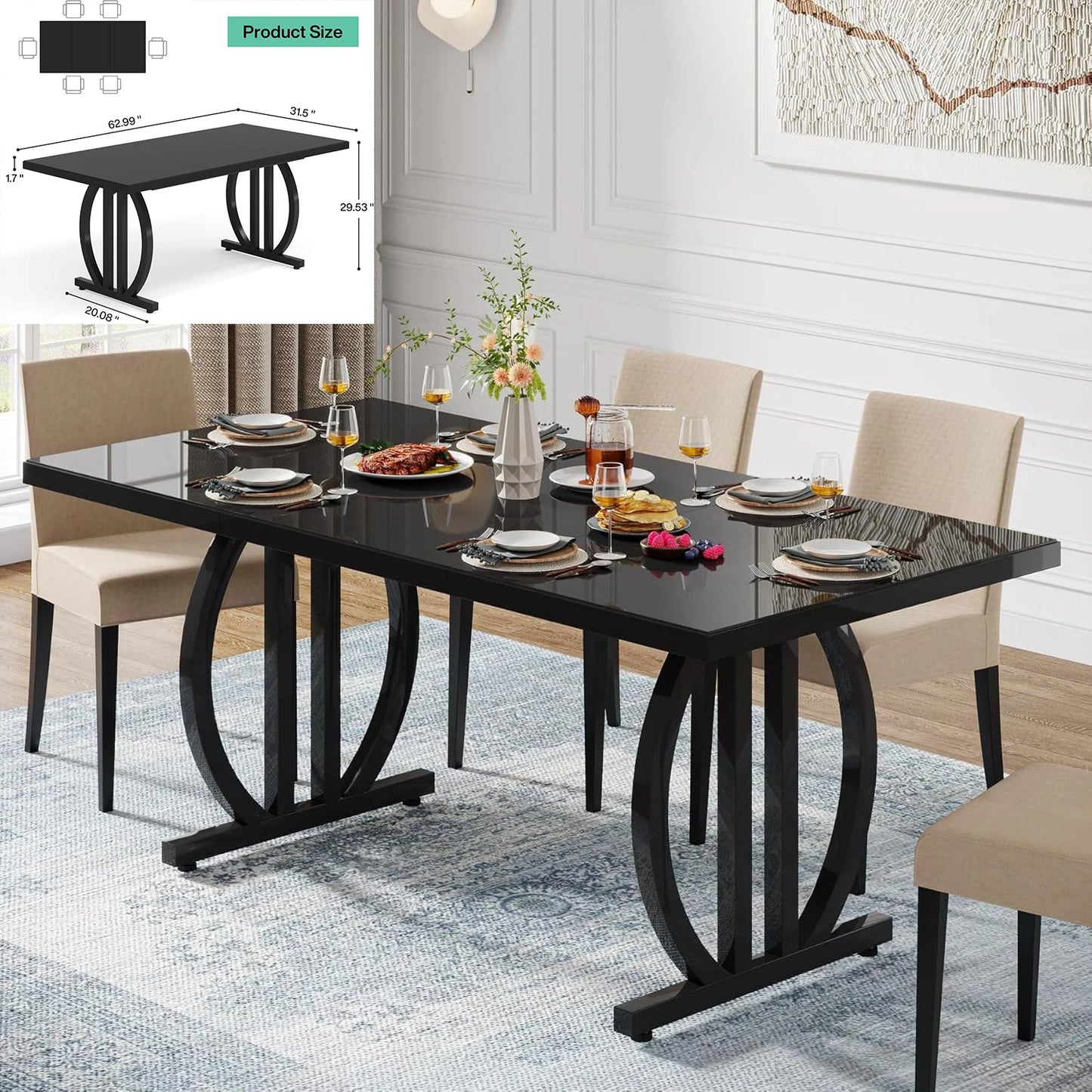 78.7 Inches Long Dining Table for 6-8 Person