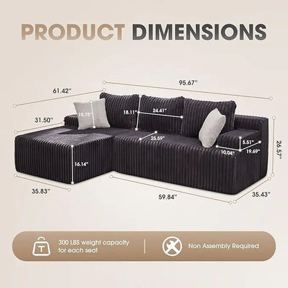 L-Shaped 3-Seat Sectional