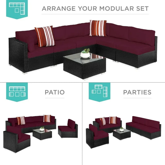 7-piece modular outdoor patio furniture