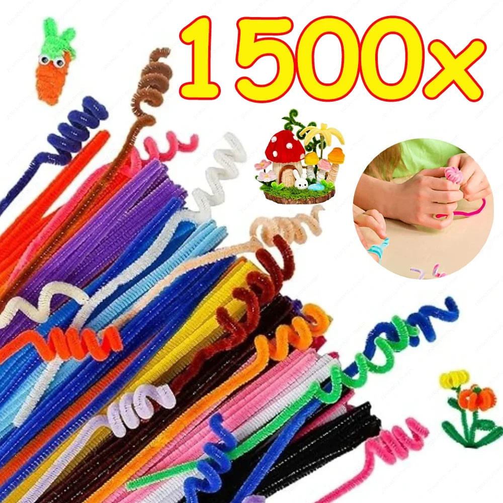 100-1500Pcs Colorful Pipe Cleaners