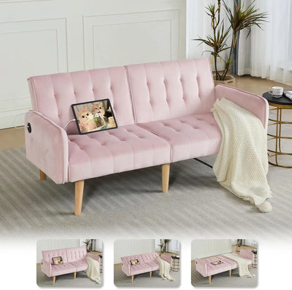 65" Futon Sofa Bed 2 USB