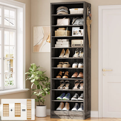 10 Tiers Narrow Wood Shoe Rack
