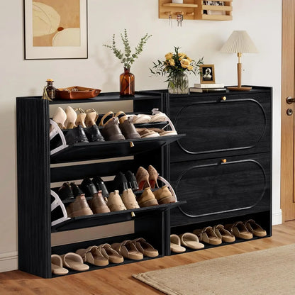 Set of 1-2 Fluted Shoe Cabinets