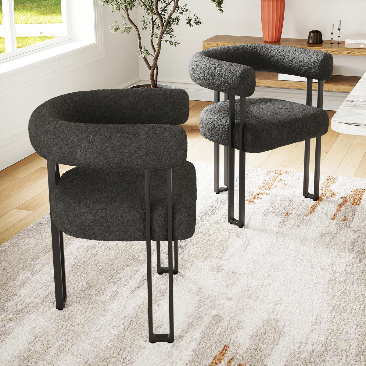 Upholstered Dining Arm Chairs Set of 2