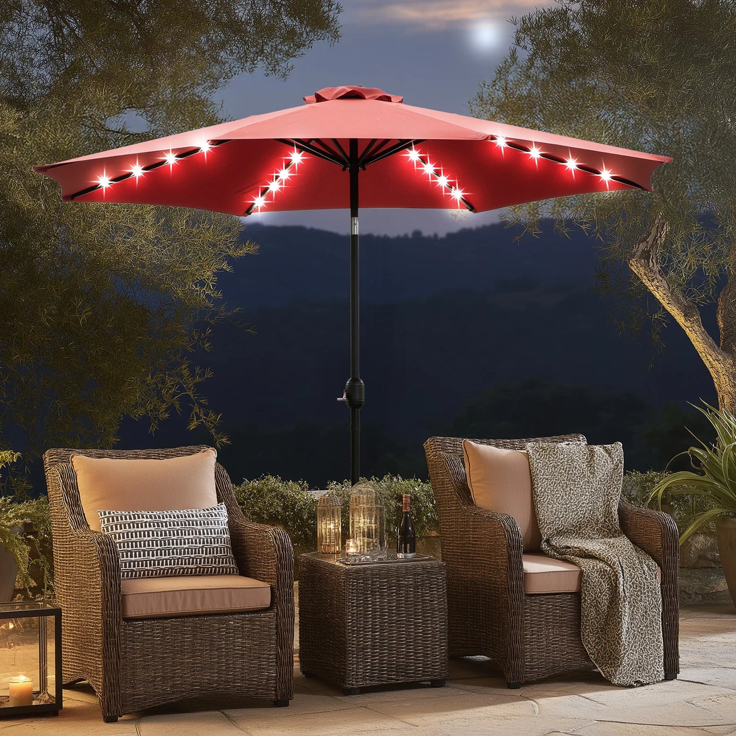 10FT Solar Patio Umbrella
