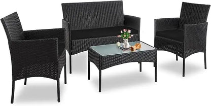4 Piece Outdoor Wicker Patio Furniture Set