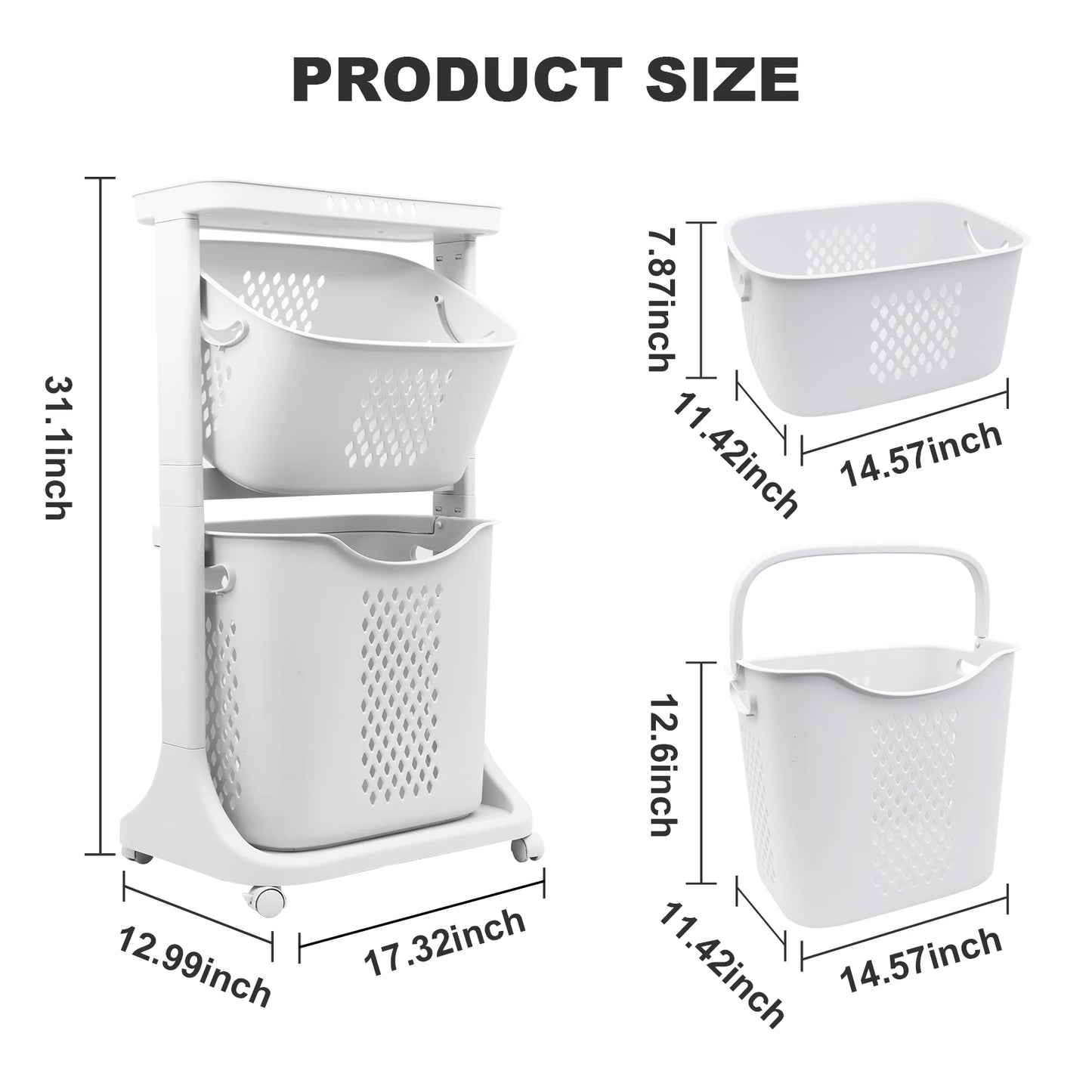 2/4 Tier Laundry Basket Cart