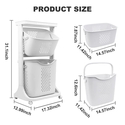 2/4 Tier Laundry Basket Cart