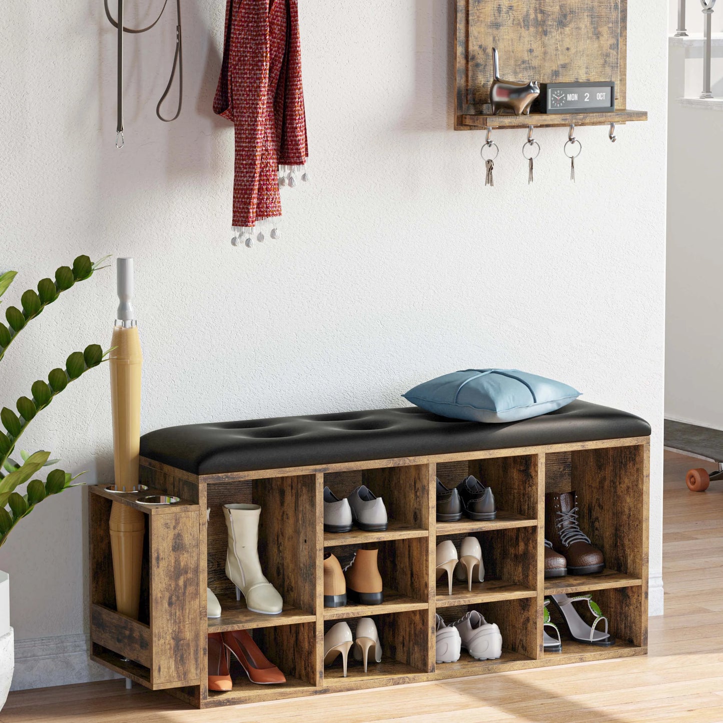 Shoe Entryway Bench with PU Leather