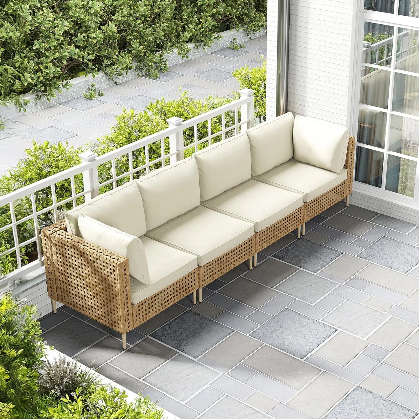 7 Piece Wicker Outdoor Sectional Sofa Set