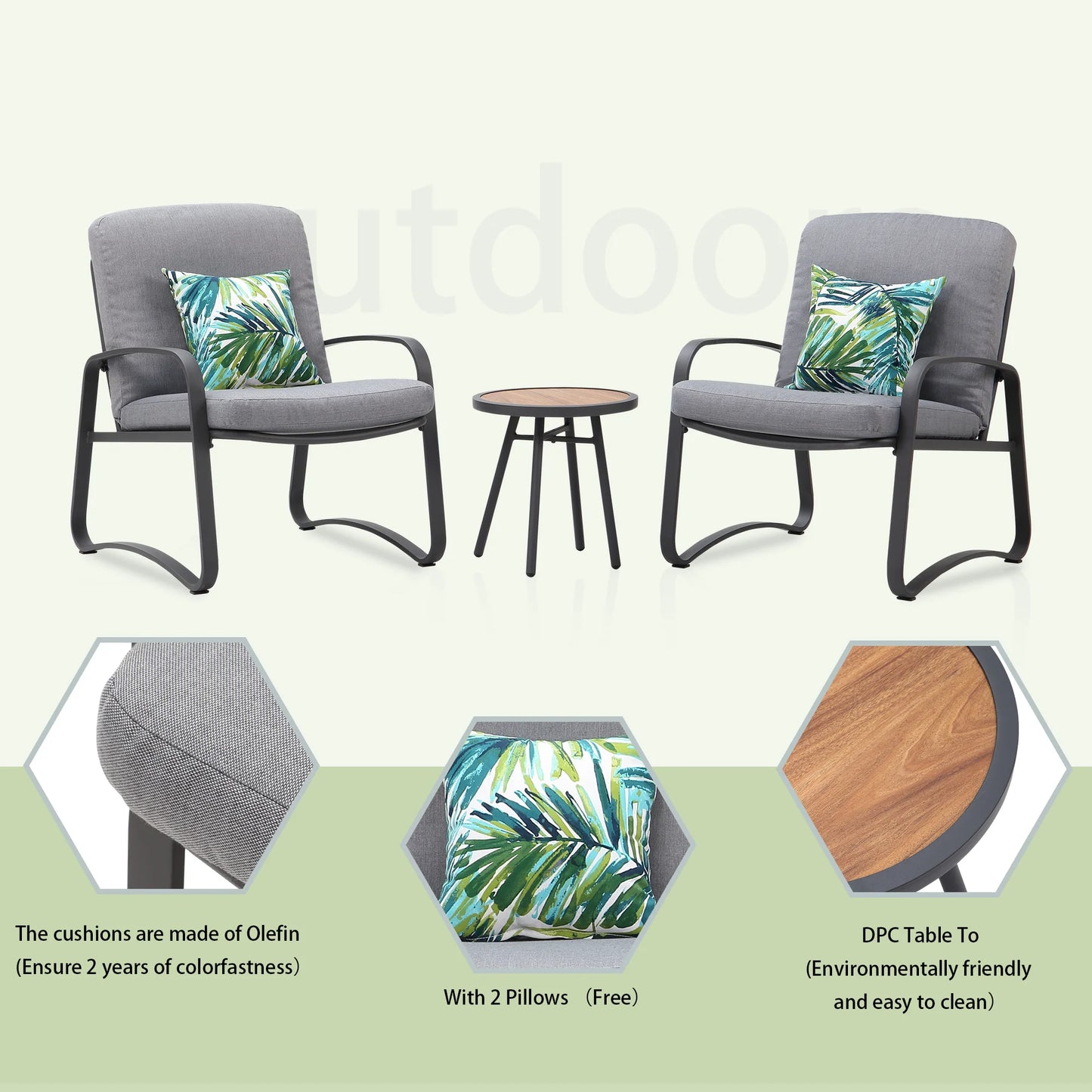 NAGA BAHNA 3 Piece Rocking Bistro Set