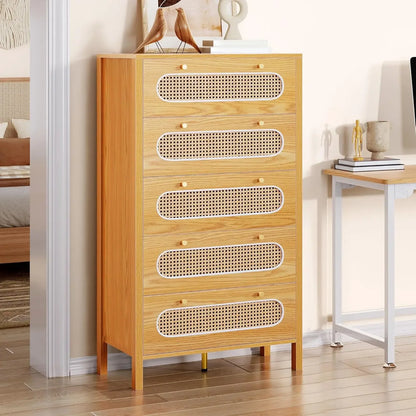 47" Tall Natural Rattan Buffet Cabinet