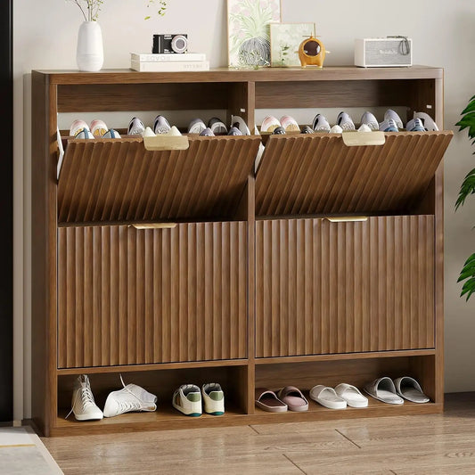 Fluted Shoe Storage Cabinet