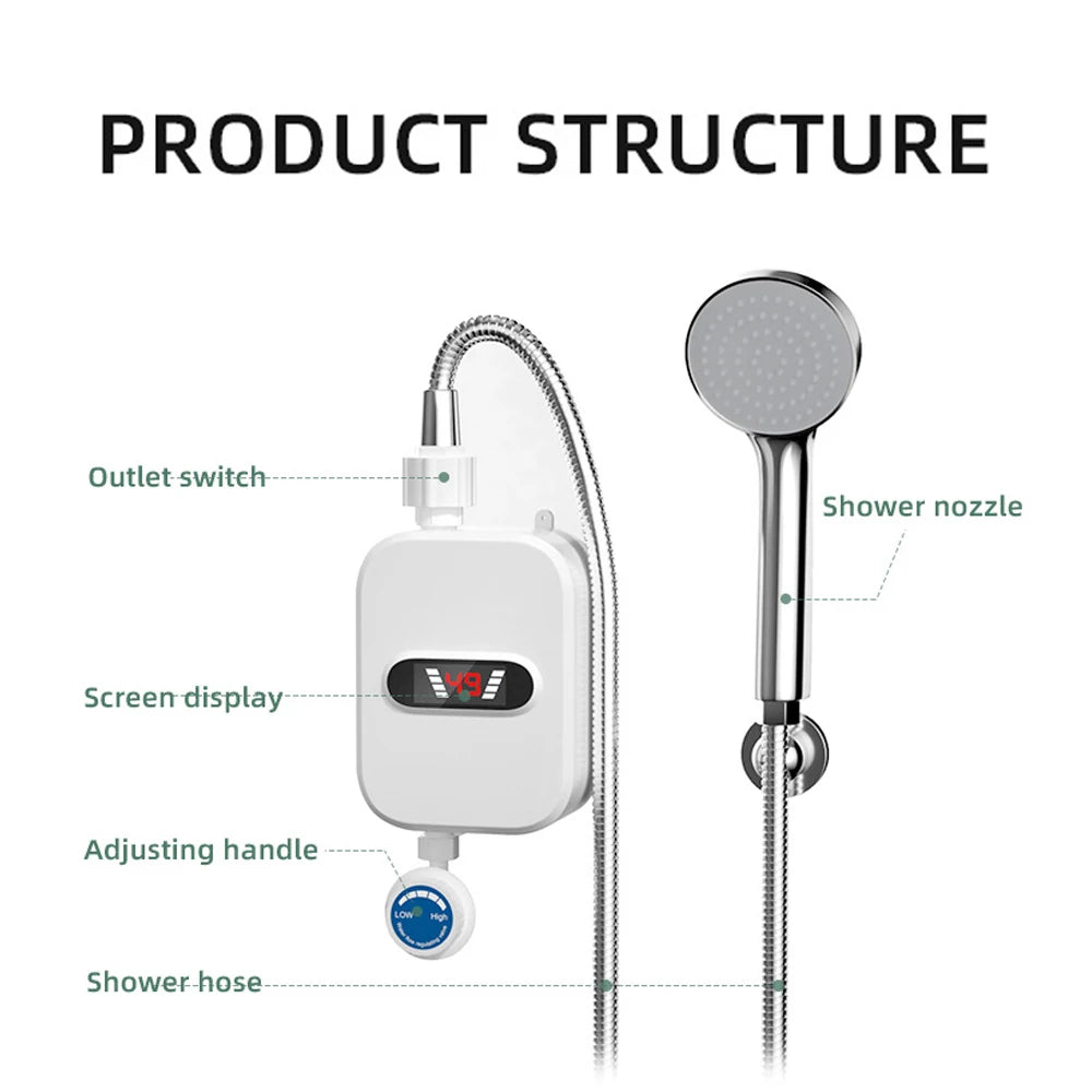 Bathroom Instant Water Heaters LCD Digital Display