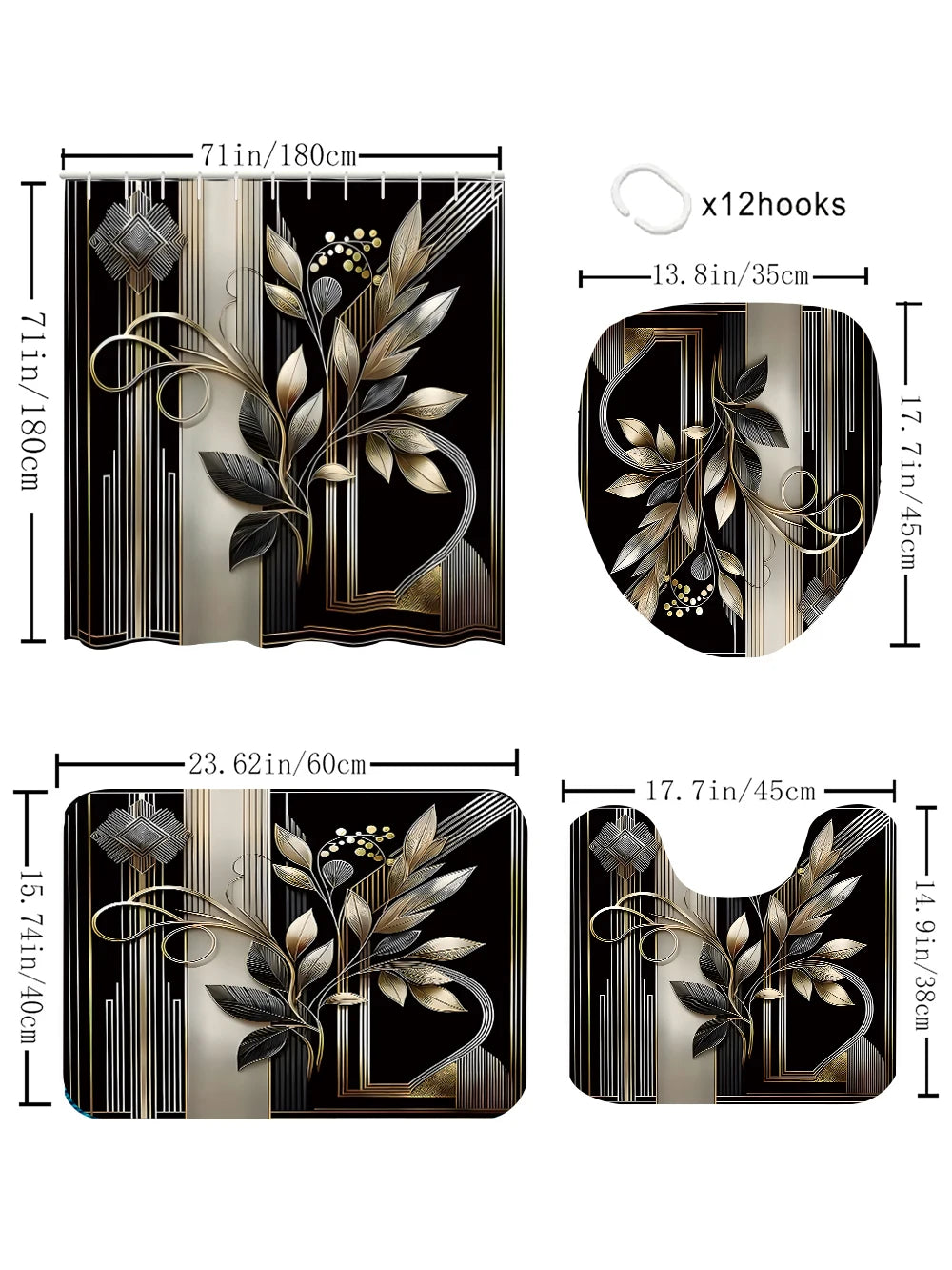 Elegant black and gold bathroom set