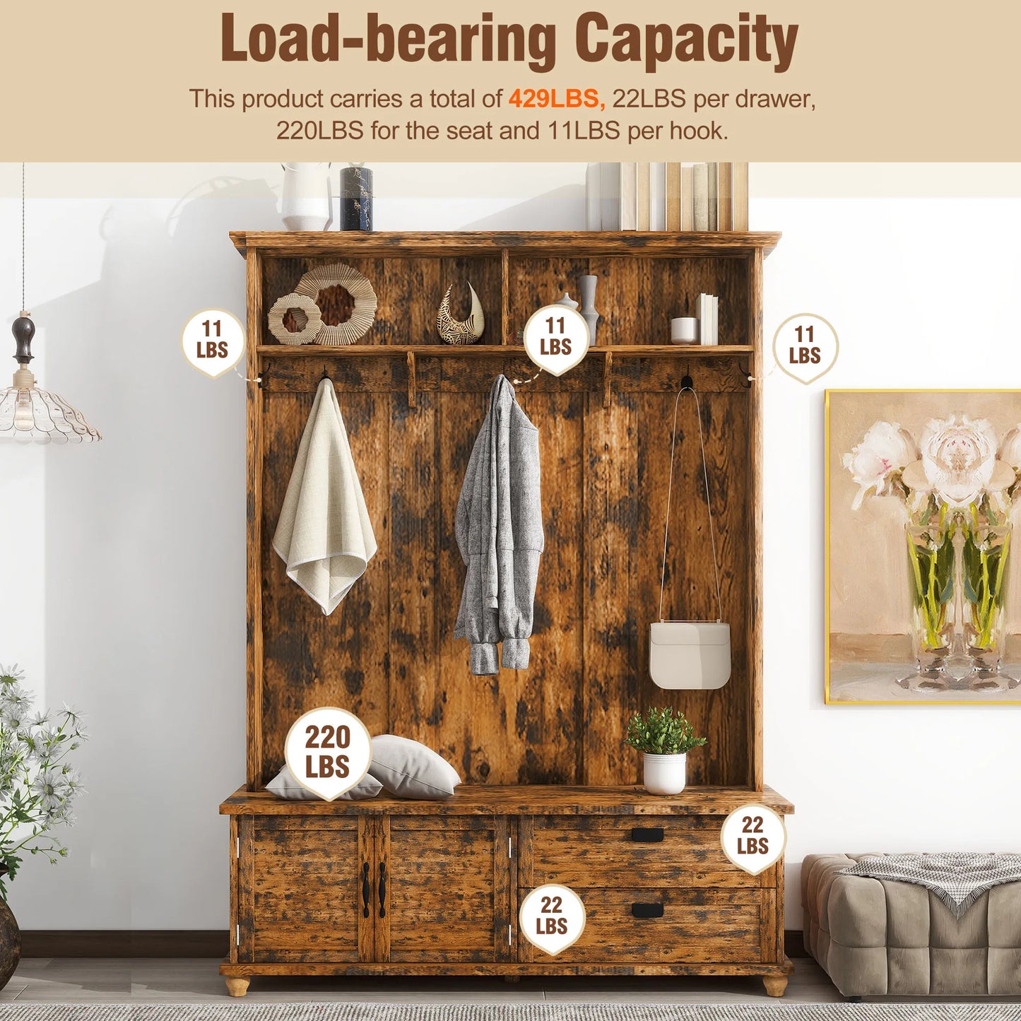 Modern Style Hall Tree With Storage
