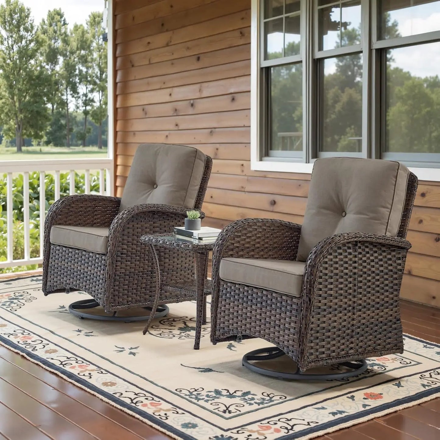 3 Pieces Black Wicker Patio Furniture
