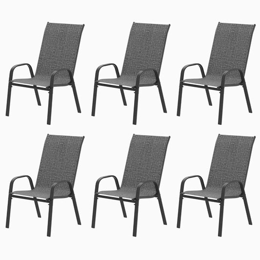 Stackable All-Weather Patio Chairs Set of 6