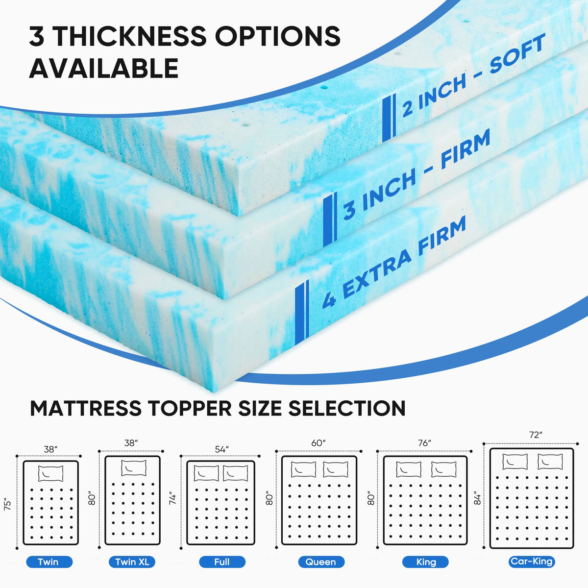 2-4 Inch Gel Memory Foam