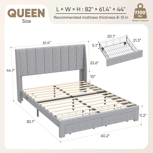 Bed Frame with 2 Drawers