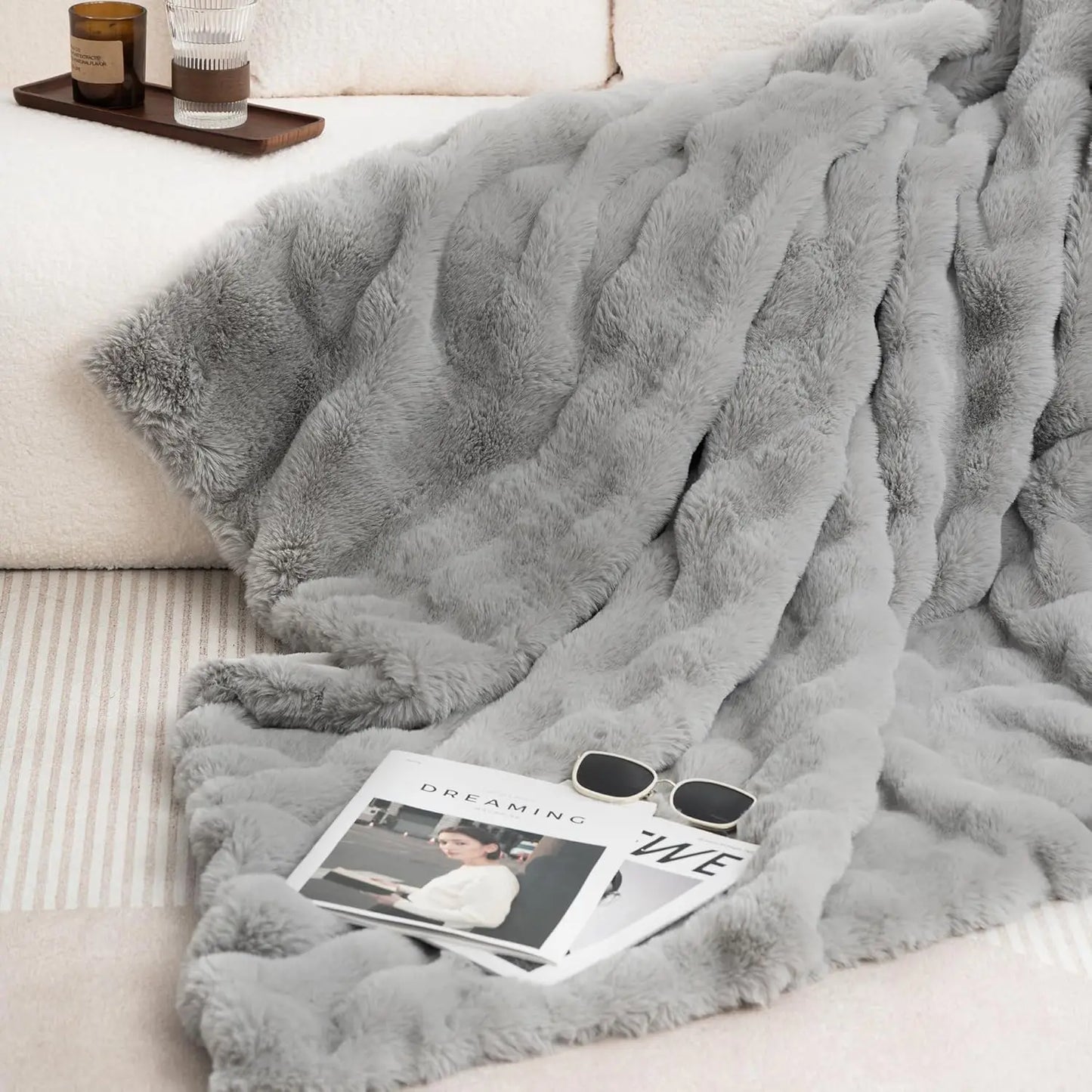 Cozy Faux Rabbit Fleece Blanket