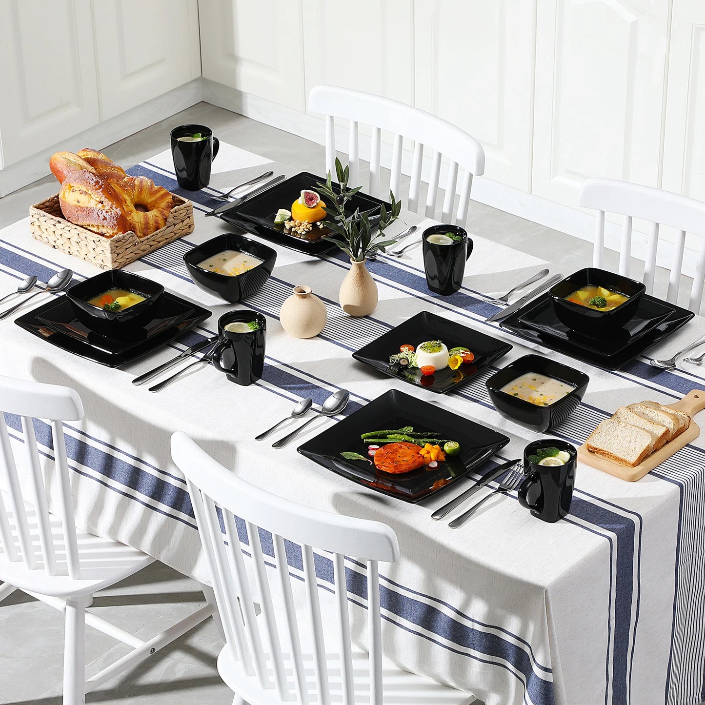 16/32/48-Piece Black Ceramic Set