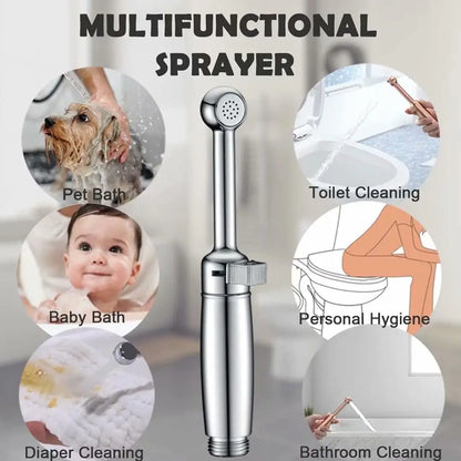 Handheld Bidet Sprayer for Toilet with Adjustable Pressure, Backflow Preventer, and Brass Wand - Easy Installation