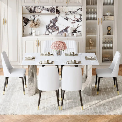 63" Faux Marble Dining Table Set for 6