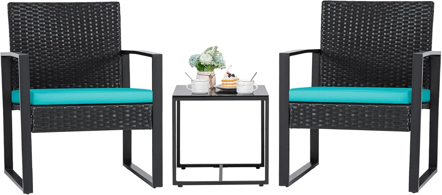 3 Pieces Outdoor Patio Wicker Furniture Set