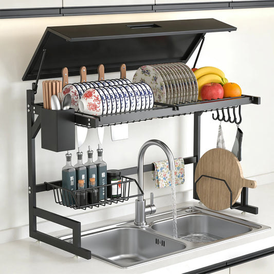 Built-in sink dish drainer
