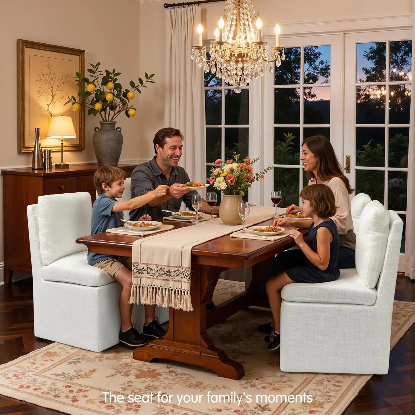 Set of 4 Dining Chairs with Casters