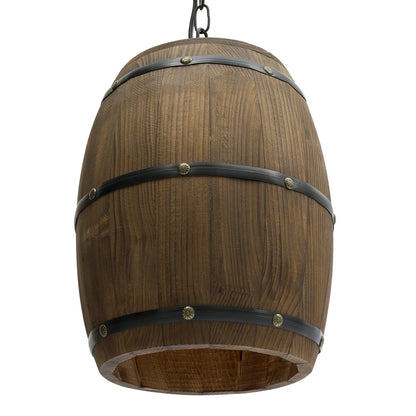 Retro Wood Wine Barrel Pendant Light