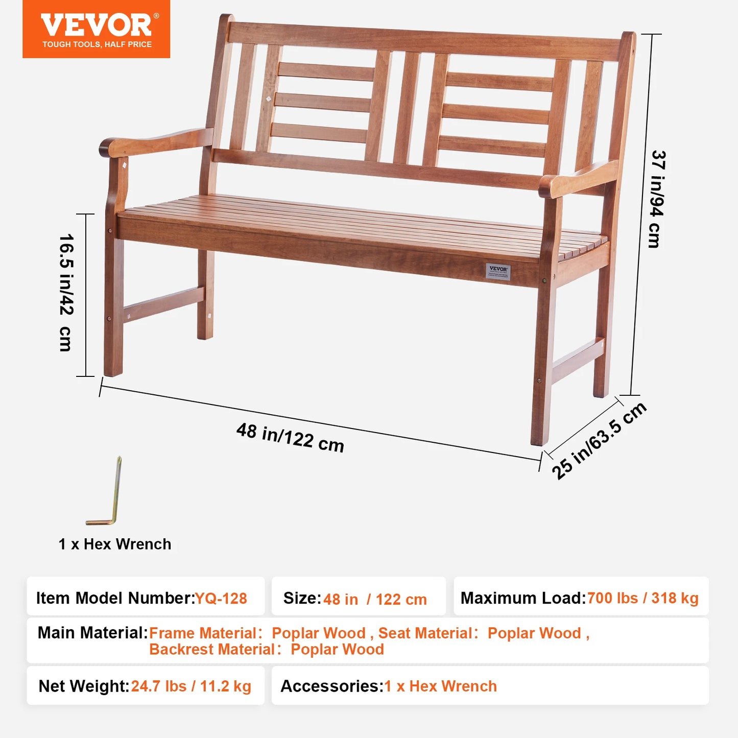 Outdoor Bench Wooden or Metal