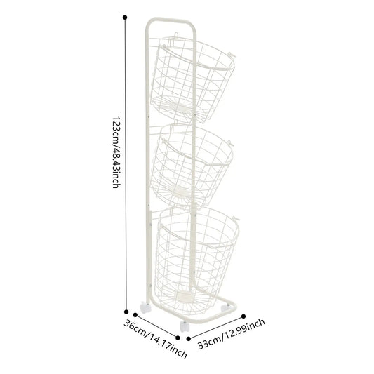 3-Tier Rolling Laundry Cart