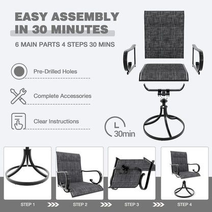 High Back Textilene Swivel Chair Set 2