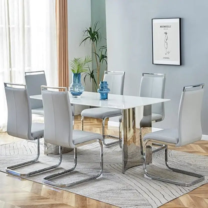 63" Faux Marble Dining Table Set for 6