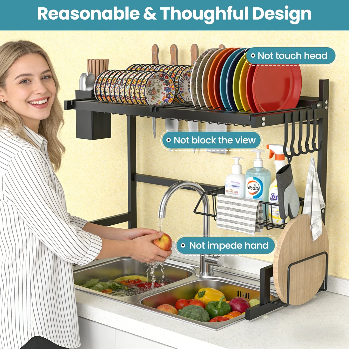 Built-in sink dish drainer