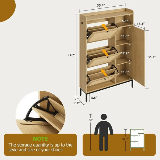 Shoe Cabinet with Flip Drawer
