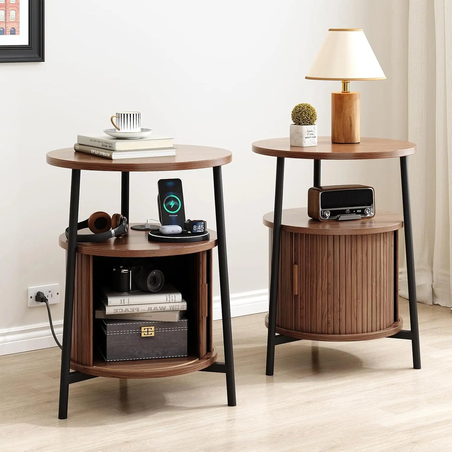Fluted Round End Table