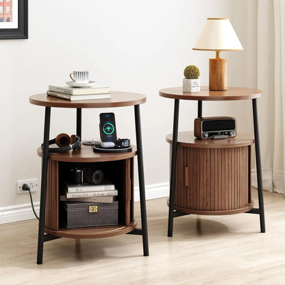 Fluted Round End Table