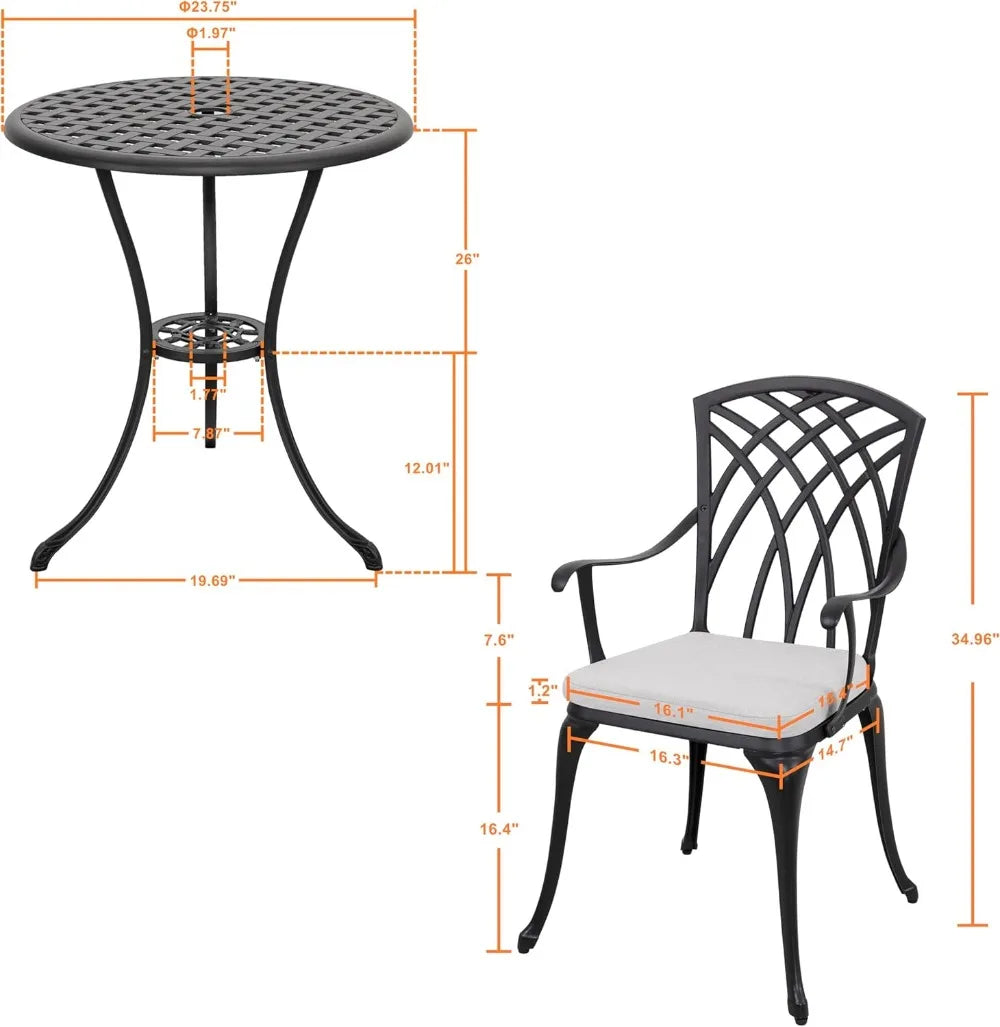 3-Piece Outdoor Cast Aluminum set