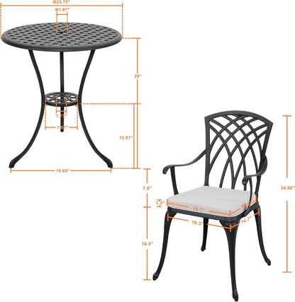 3-Piece Outdoor Cast Aluminum set