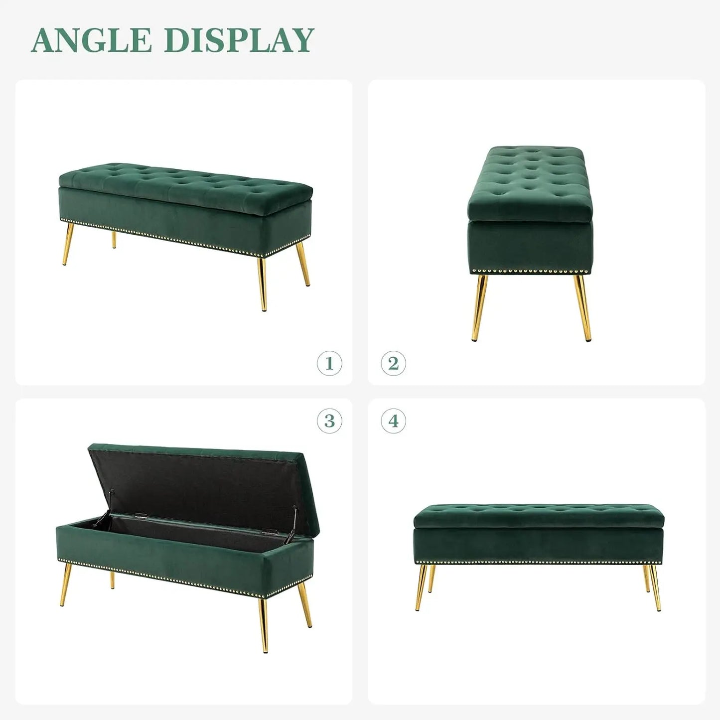 Modern Velvet Storage  Bench