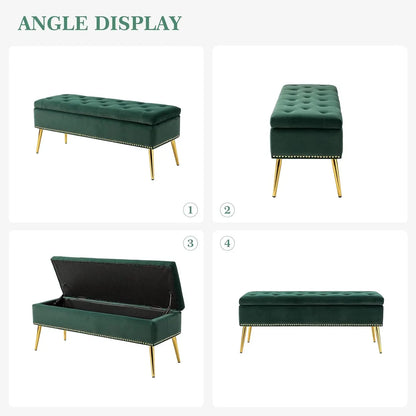 Modern Velvet Storage  Bench