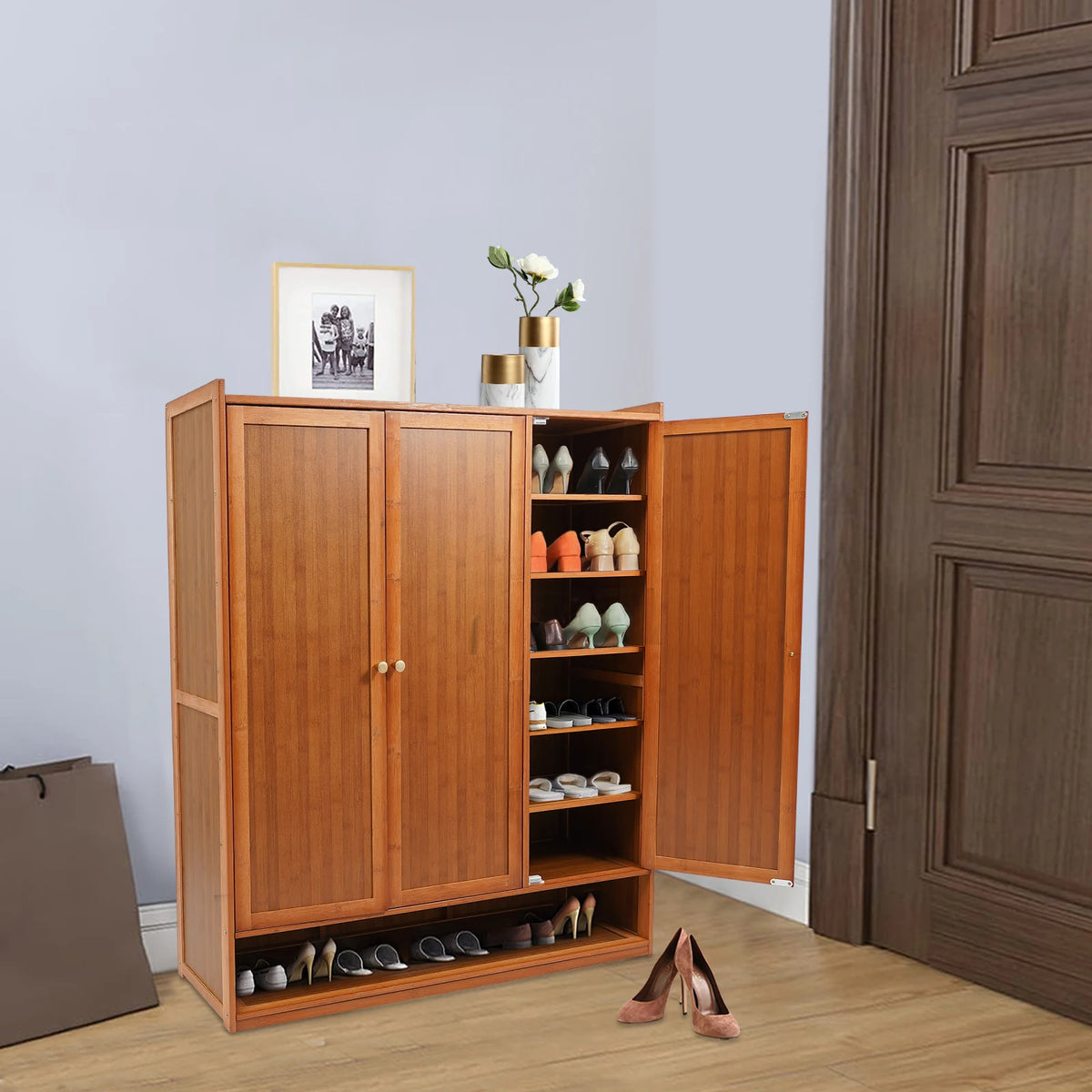 Natural Bamboo Shoe Cabinet