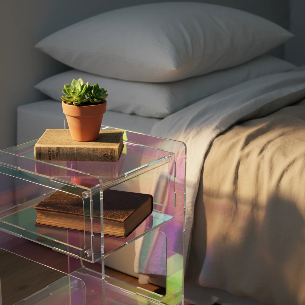 Polished Acrylic Nightstand Side Table