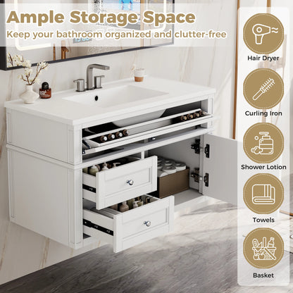 36'' Modern Floating Bathroom Vanity with Ceramic Sink